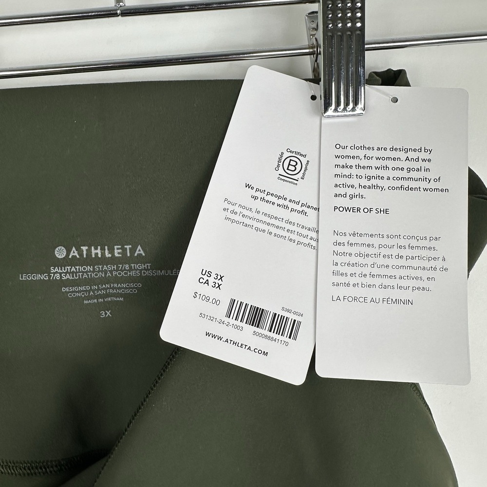 NWT Athleta Salutation Stash High Rise 7/8 Tight 3X 24W 26W Aspen Olive Pockets - Picture 12 of 12
